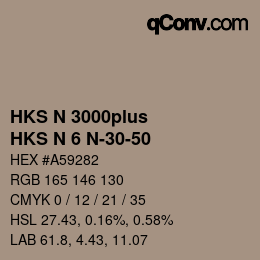 Color code: HKS N 3000plus - HKS N 6 N-30-50 | qconv.com