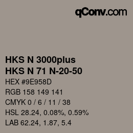 Color code: HKS N 3000plus - HKS N 71 N-20-50 | qconv.com