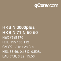 Color code: HKS N 3000plus - HKS N 71 N-50-50 | qconv.com