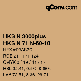 Color code: HKS N 3000plus - HKS N 71 N-60-10 | qconv.com