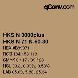 Code couleur: HKS N 3000plus - HKS N 71 N-60-30 | qconv.com