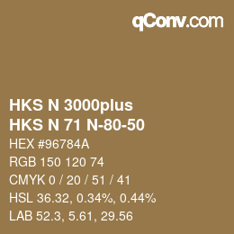 Code couleur: HKS N 3000plus - HKS N 71 N-80-50 | qconv.com