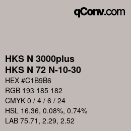 Color code: HKS N 3000plus - HKS N 72 N-10-30 | qconv.com