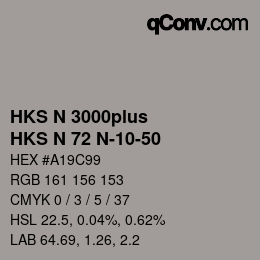 Color code: HKS N 3000plus - HKS N 72 N-10-50 | qconv.com