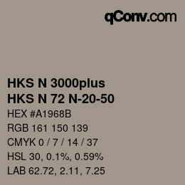 Color code: HKS N 3000plus - HKS N 72 N-20-50 | qconv.com