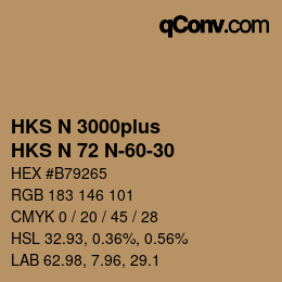 Color code: HKS N 3000plus - HKS N 72 N-60-30 | qconv.com