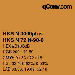Color code: HKS N 3000plus - HKS N 72 N-90-0 | qconv.com
