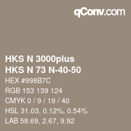 Color code: HKS N 3000plus - HKS N 73 N-40-50 | qconv.com