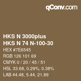 颜色代码: HKS N 3000plus - HKS N 74 N-100-30 | qconv.com