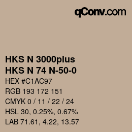 Color code: HKS N 3000plus - HKS N 74 N-50-0 | qconv.com