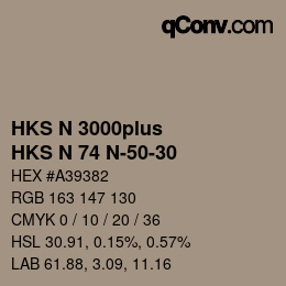 Color code: HKS N 3000plus - HKS N 74 N-50-30 | qconv.com