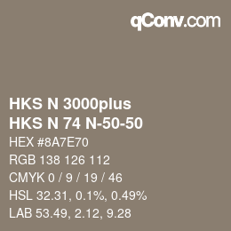 Code couleur: HKS N 3000plus - HKS N 74 N-50-50 | qconv.com