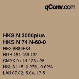 Color code: HKS N 3000plus - HKS N 74 N-60-0 | qconv.com