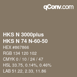 Color code: HKS N 3000plus - HKS N 74 N-60-50 | qconv.com