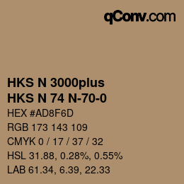 Color code: HKS N 3000plus - HKS N 74 N-70-0 | qconv.com