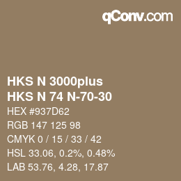 Color code: HKS N 3000plus - HKS N 74 N-70-30 | qconv.com