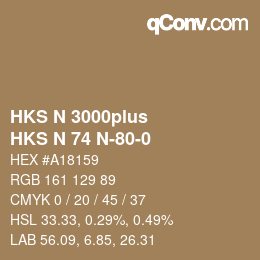 Color code: HKS N 3000plus - HKS N 74 N-80-0 | qconv.com