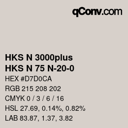 Color code: HKS N 3000plus - HKS N 75 N-20-0 | qconv.com