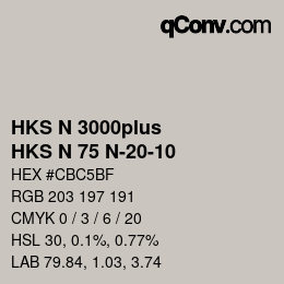 Código de color: HKS N 3000plus - HKS N 75 N-20-10 | qconv.com