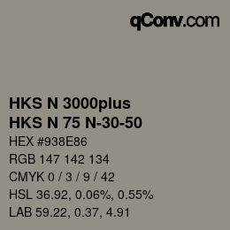 Code couleur: HKS N 3000plus - HKS N 75 N-30-50 | qconv.com