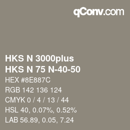 Código de color: HKS N 3000plus - HKS N 75 N-40-50 | qconv.com