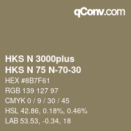 Código de color: HKS N 3000plus - HKS N 75 N-70-30 | qconv.com