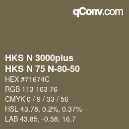 Code couleur: HKS N 3000plus - HKS N 75 N-80-50 | qconv.com