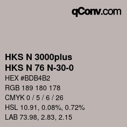 Color code: HKS N 3000plus - HKS N 76 N-30-0 | qconv.com