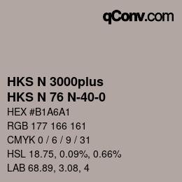 Color code: HKS N 3000plus - HKS N 76 N-40-0 | qconv.com