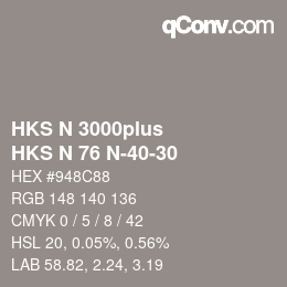 Color code: HKS N 3000plus - HKS N 76 N-40-30 | qconv.com