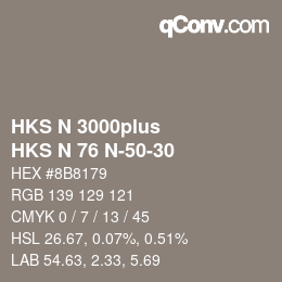 Farbcode: HKS N 3000plus - HKS N 76 N-50-30 | qconv.com