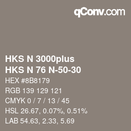 Color code: HKS N 3000plus - HKS N 76 N-50-30 | qconv.com