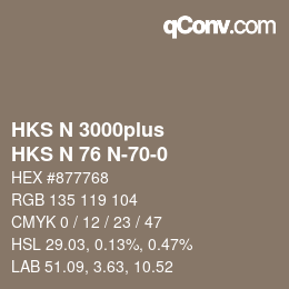 Color code: HKS N 3000plus - HKS N 76 N-70-0 | qconv.com