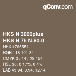 Color code: HKS N 3000plus - HKS N 76 N-80-0 | qconv.com