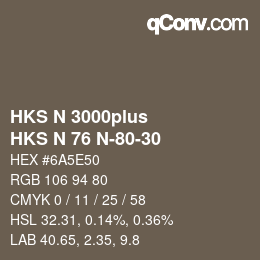 Color code: HKS N 3000plus - HKS N 76 N-80-30 | qconv.com