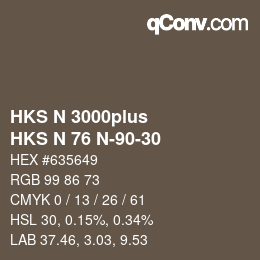 Color code: HKS N 3000plus - HKS N 76 N-90-30 | qconv.com