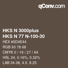 Farbcode: HKS N 3000plus - HKS N 77 N-100-30 | qconv.com