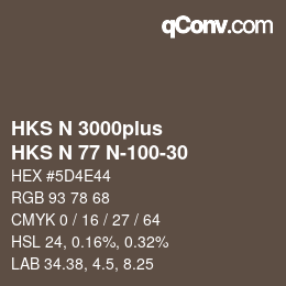 Código de color: HKS N 3000plus - HKS N 77 N-100-30 | qconv.com