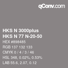 Code couleur: HKS N 3000plus - HKS N 77 N-20-50 | qconv.com