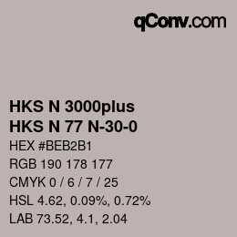 Color code: HKS N 3000plus - HKS N 77 N-30-0 | qconv.com