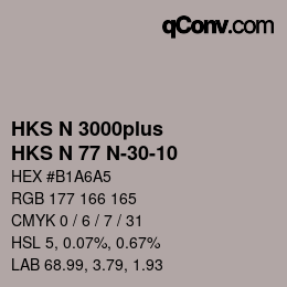 Code couleur: HKS N 3000plus - HKS N 77 N-30-10 | qconv.com