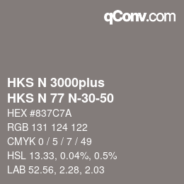 Color code: HKS N 3000plus - HKS N 77 N-30-50 | qconv.com