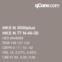 Color code: HKS N 3000plus - HKS N 77 N-40-30 | qconv.com