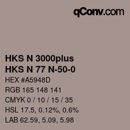 Color code: HKS N 3000plus - HKS N 77 N-50-0 | qconv.com