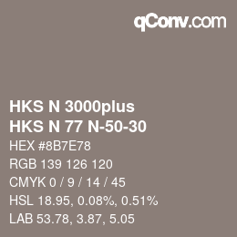 Color code: HKS N 3000plus - HKS N 77 N-50-30 | qconv.com