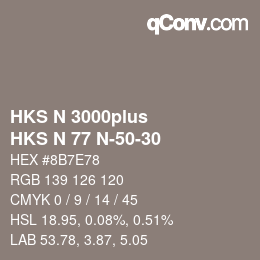 Code couleur: HKS N 3000plus - HKS N 77 N-50-30 | qconv.com
