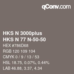 颜色代码: HKS N 3000plus - HKS N 77 N-50-50 | qconv.com
