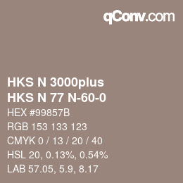 颜色代码: HKS N 3000plus - HKS N 77 N-60-0 | qconv.com