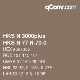 Color code: HKS N 3000plus - HKS N 77 N-70-0 | qconv.com