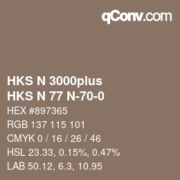 Código de color: HKS N 3000plus - HKS N 77 N-70-0 | qconv.com